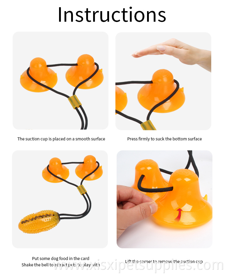 Factory Wholesale Rubber Pet Bite Tug Toys Double Suction Cup Interactive Dog Chewing Toy